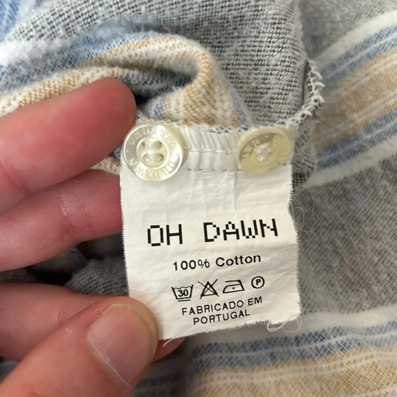 Oh Dawn Copenhagen men’s gray striped button down flannel shirt size large - Picture 10 of 10